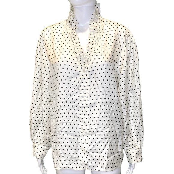 NWT Sandro Judith White and Black Polka Dot Shirt - Sz 4 - Picture 3 of 10